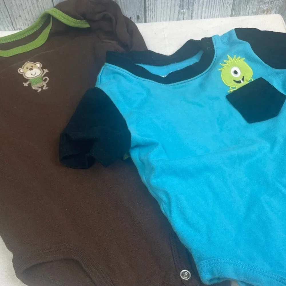 Lot of 5 Carter's Baby Boys 12 Mos Short Sleeve One Piece Sleepwear PJs Clothes